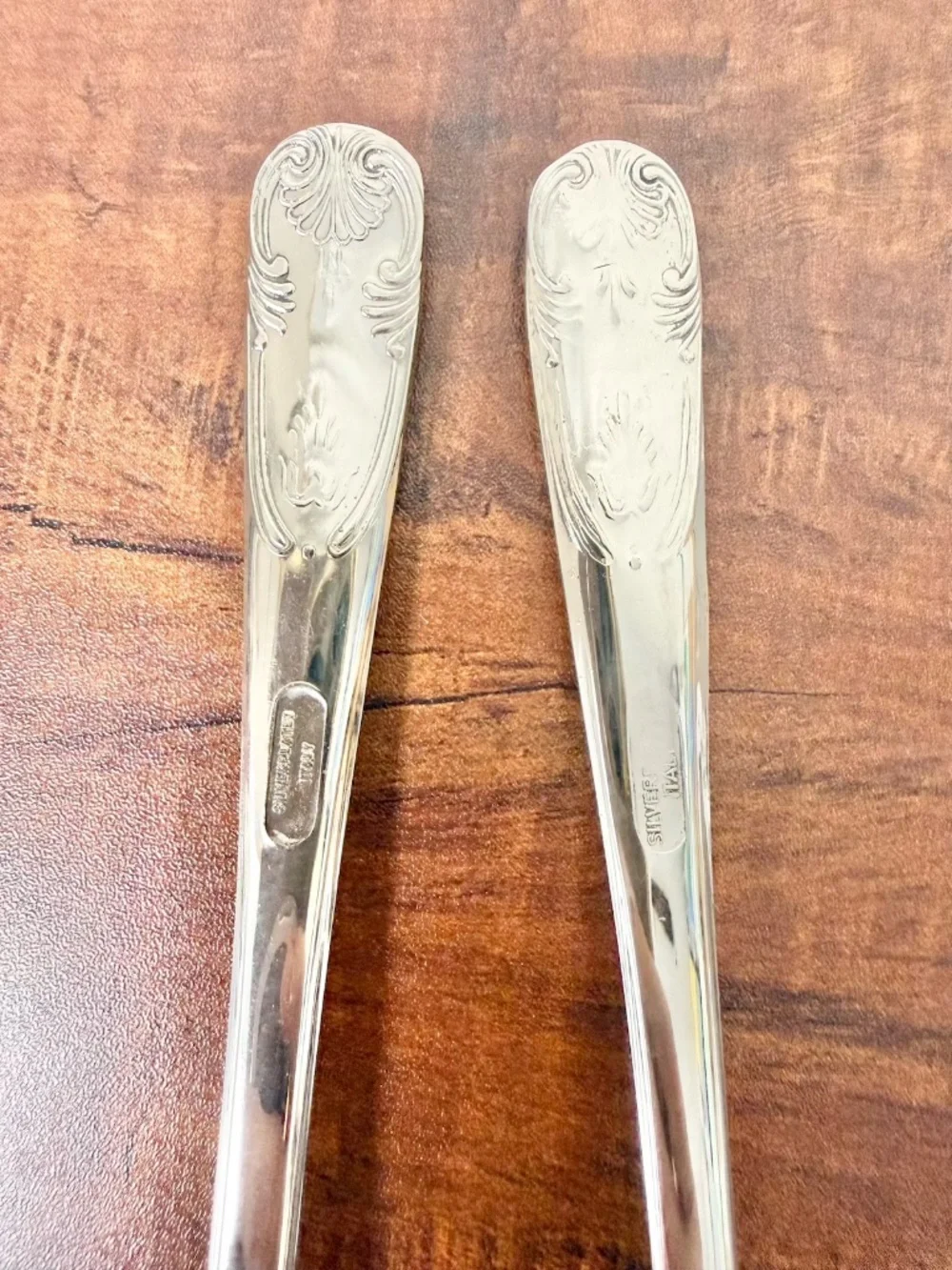 Vintage Italian Silver Plate Salad Server Set x2